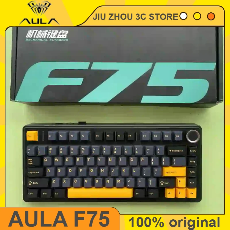 AULA F75 Mechanical Keyboard Wired/2.4G Wireless/Bluetooth 75% Layout OEM Profile Gasket RGB PBT Pc Gaming Keyboard Customized