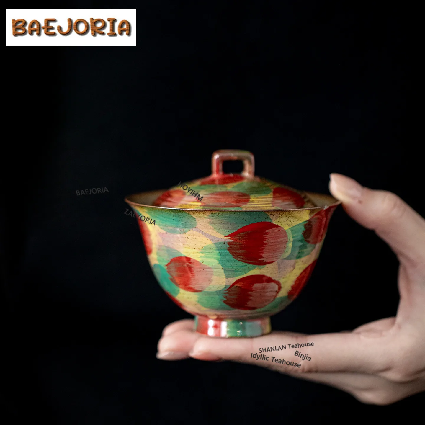 140ml Hand-painted Dreamland Yuanbao Gaiwan Aesthetic Tea Tureen Tea Bowl With Lid Kit Tea Making Cover Bowl For Tea Ornaments