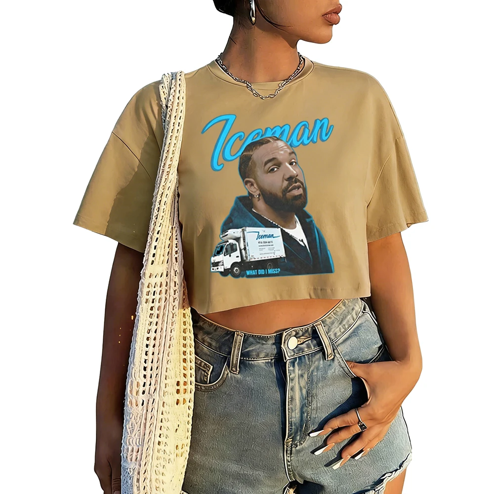 Drake Iceman What Did I Miss Shirt Women O-Neck Short Sleeves Crop Tops T-shirt