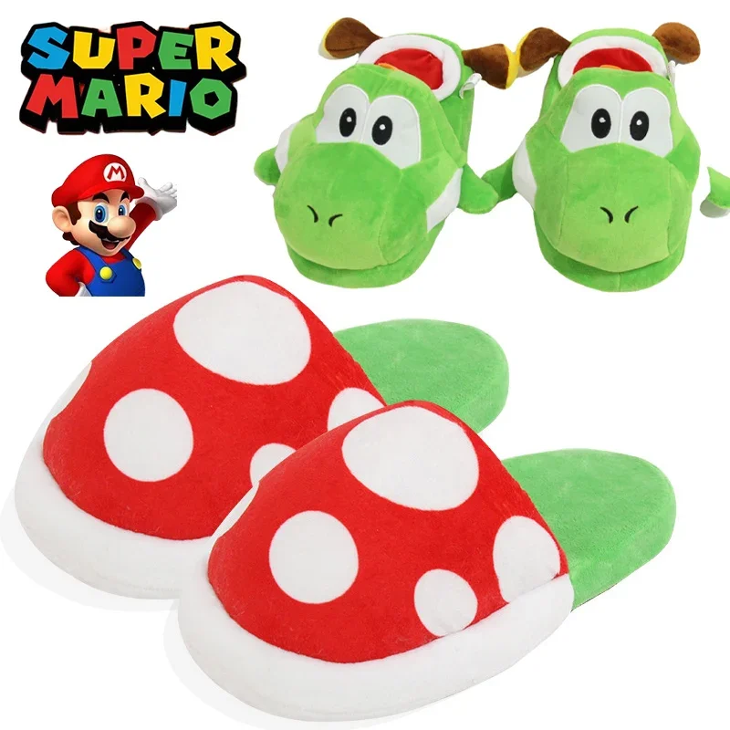 Super Mario Bros Yoshi pantofole invernali donna uomo moda pantofole in cotone per uso domestico piattaforma piatta per interni infradito scarpe