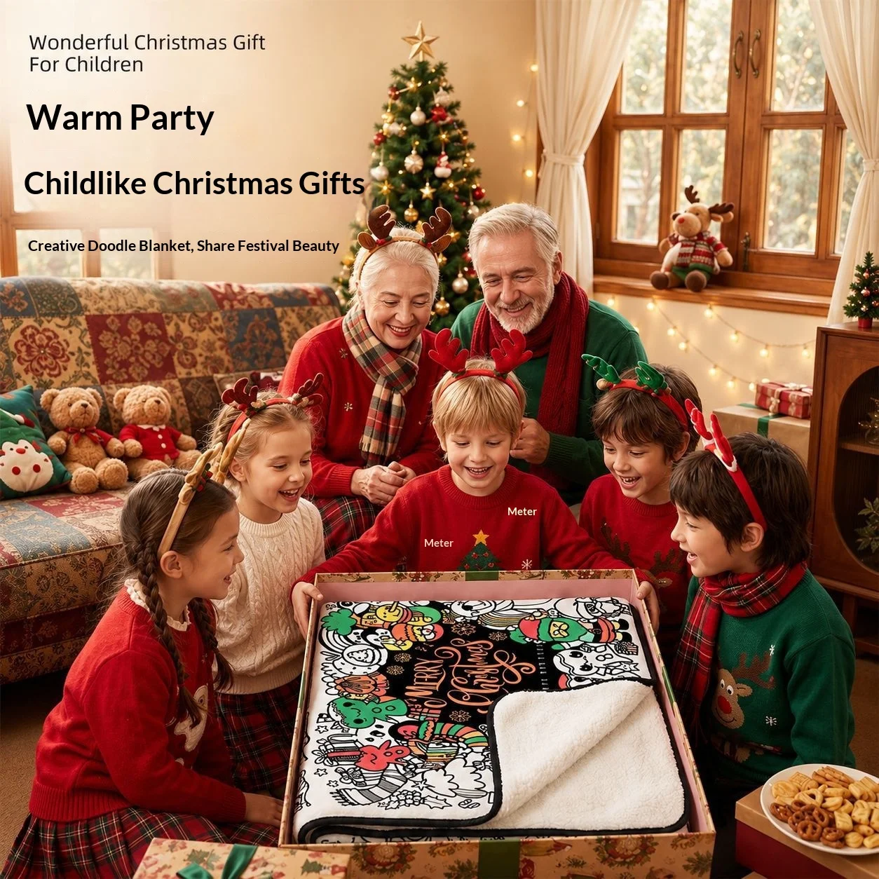 Christmas Children's Graffiti Blanket, Lamb Wool DIY Hand-painted Coloring Parent-child Activity Blanket Factory Halloween