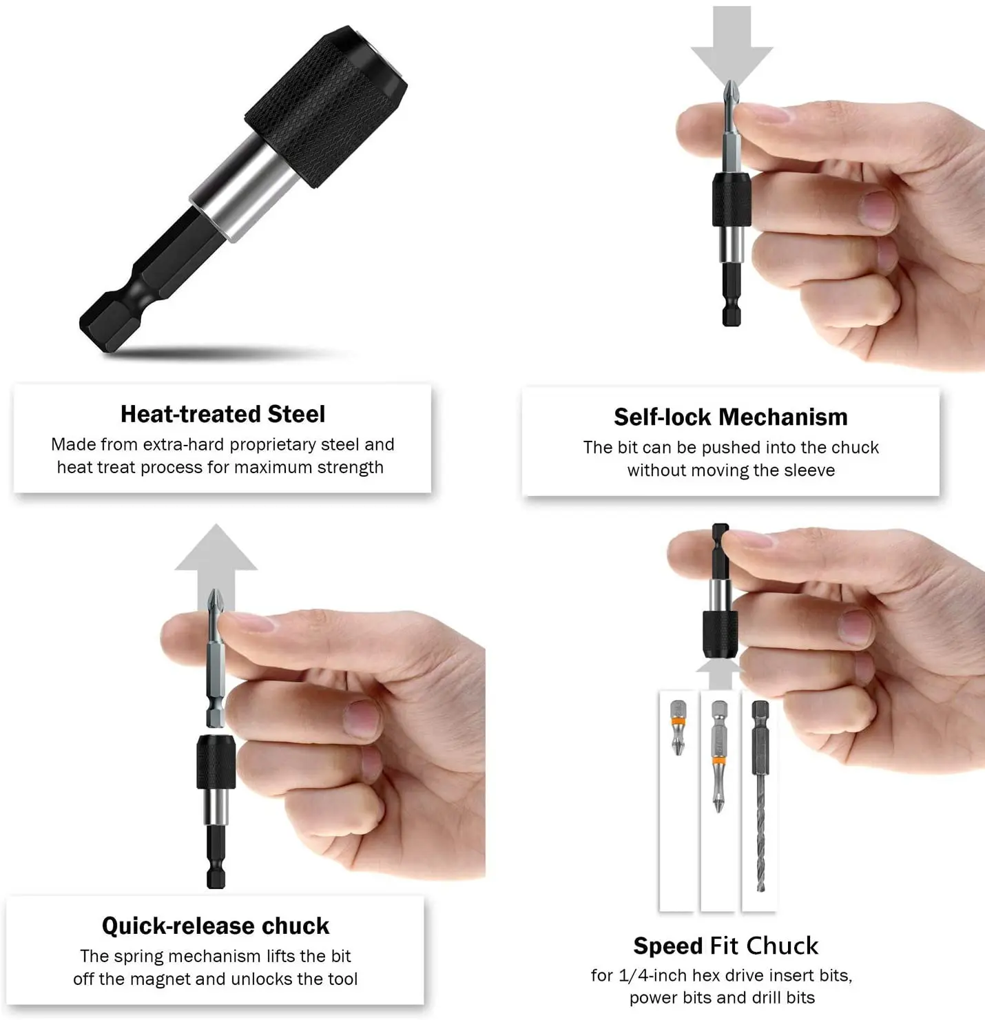 Kẹp Từ Đầu Giá Đỡ 1/4 Inch Chuôi Lục Giác Phát Hành Nhanh Tay Bit Đựng Nối Dài Cần Hexgon Bit Khoan Chuck