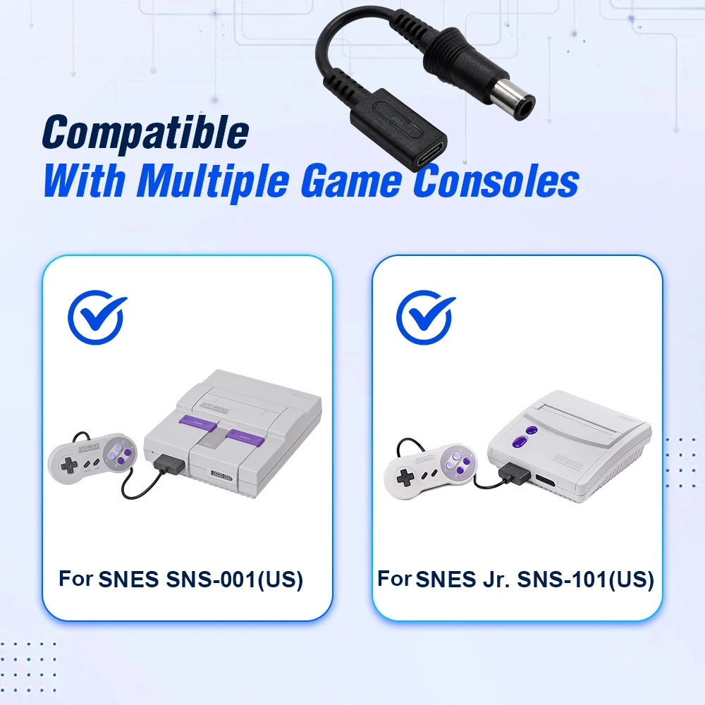 10CM Black USB-C to DC 9V Power Adapter Convertor for Nintendo US SNES SNS-001, SNS-101 Game Console view 5