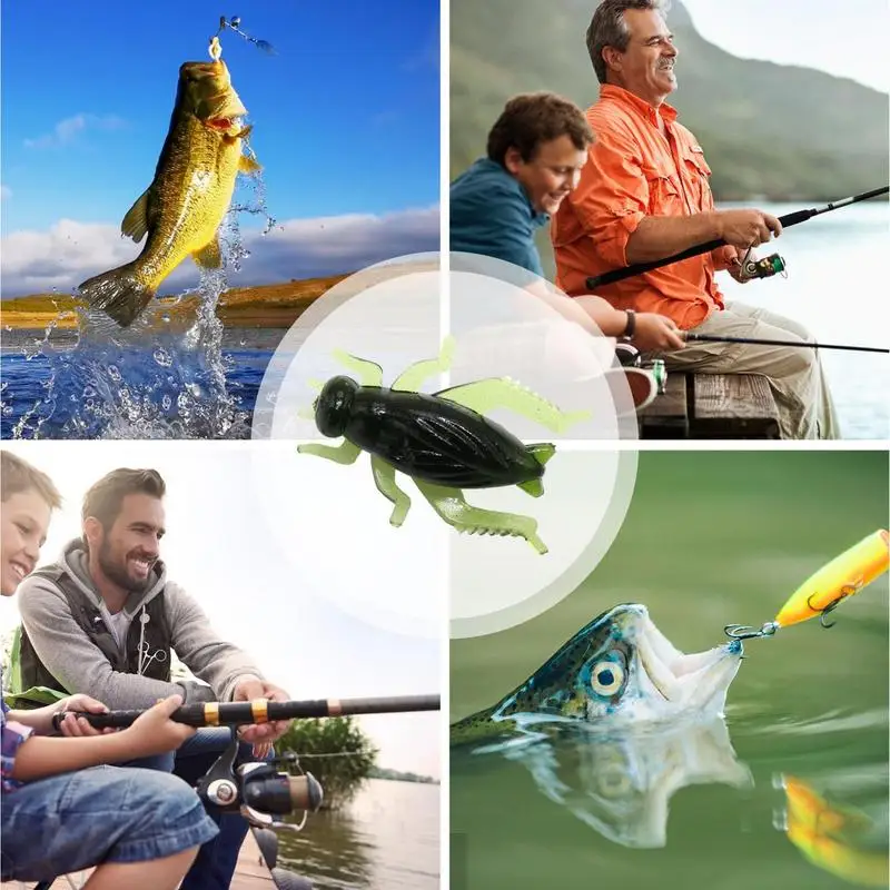 Artificial Fishing Bait 10pcs Fish Lures Fishing Bait Realistic Cricket Simulation Tear Resistance Float Bottom Drag Fishing