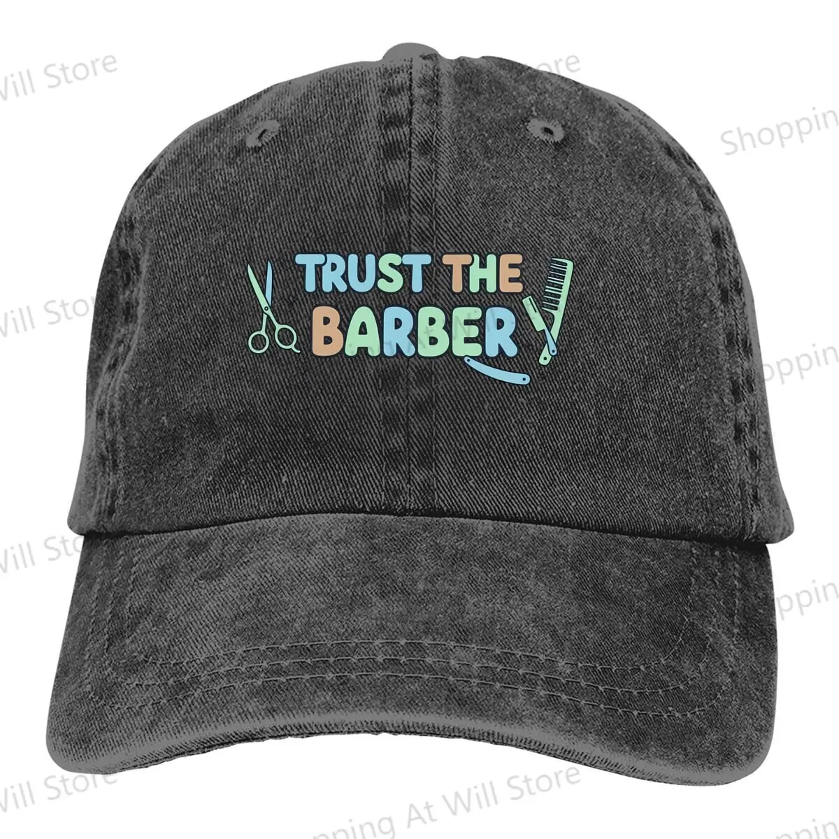 Trust The Barber Baseball Cap Men Women Sun visor  Retro Distressed Denim Sun Caps