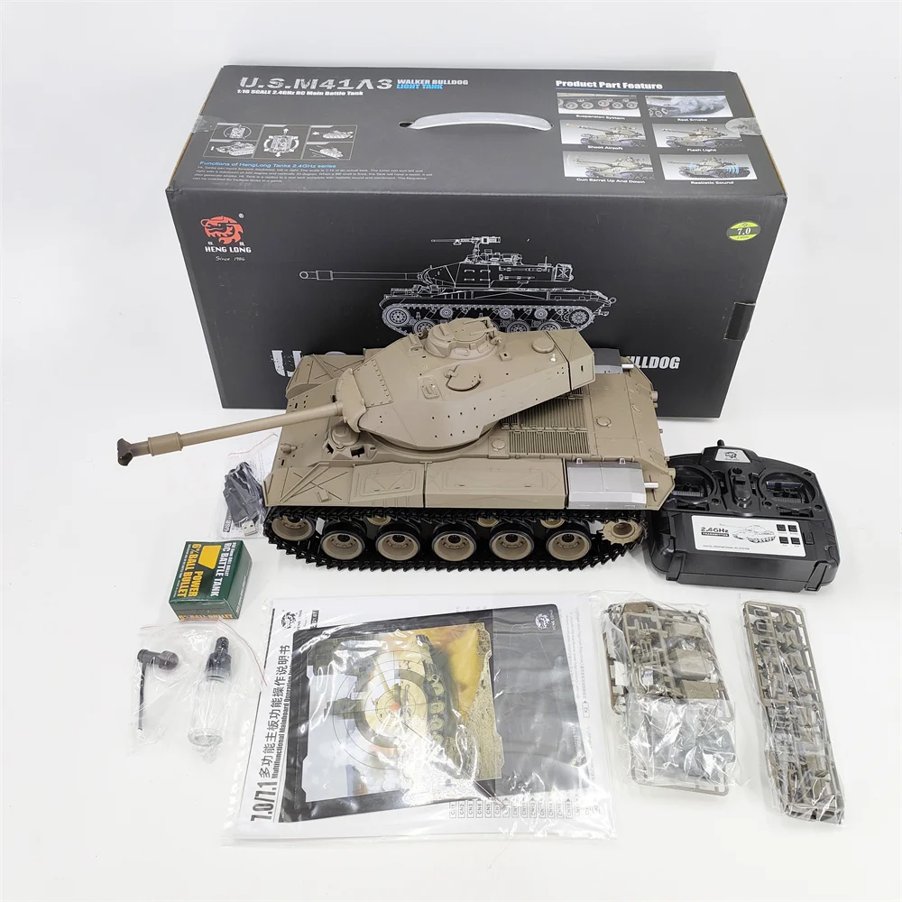 HengLong 3839-1/16 Scale RC ถัง 2.4ghz US M41A3 Walker Bulldog รีโมทคอนโทรลถังของเล่นสําหรับผู้ใหญ่เสียงและแสง