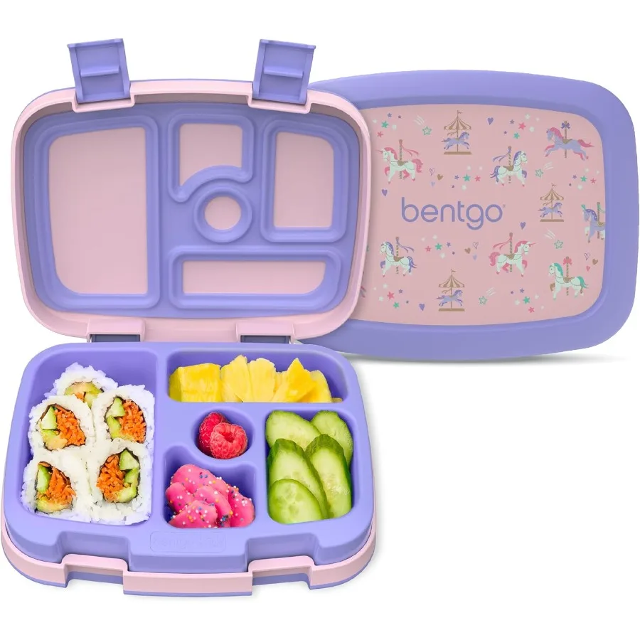 

Герметичный ланч-бокс Bento в стиле Bento с принтами Bentgo, 5 отделений и идеальными размерами порции для детей 37, прочный и устойчивый к падениям дизайн Eas