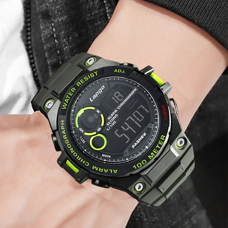 Waterproof Digital Watch Men Chronograph Large Electronic Handwatch Boy Diver Stopwatch Underwater Fashion Sport Wristwatch Male