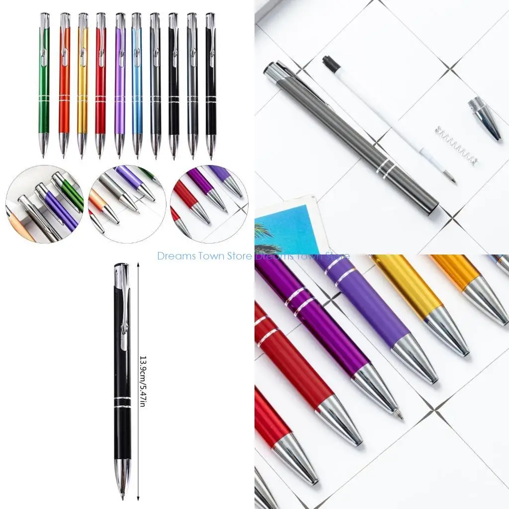 

HX6A, 10 шт., металлическая шариковая ручка, офисная ручка для подписи, выдвижная шариковая ручка, многоразовая ручка для ручка