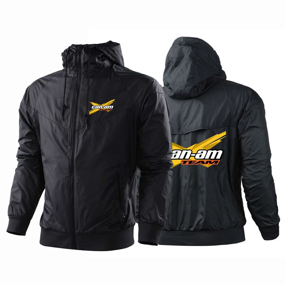 

2023 CAN-AM BRP Print Men New Pockets Long Sleeves Splicing Windbreaker Jackets Zipper Hoodies Sweatshirts Outdoor Man Top Trend