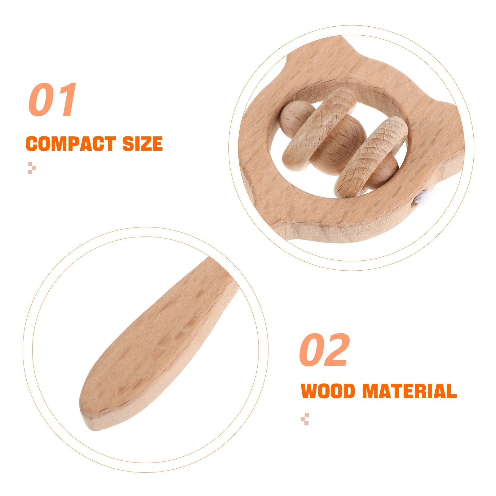 Hochet en bois pour bébé, sûr et non toxique, en bois, design animal mignon, hochet et anneaux de dentition pour bébés, hochets sensoriels