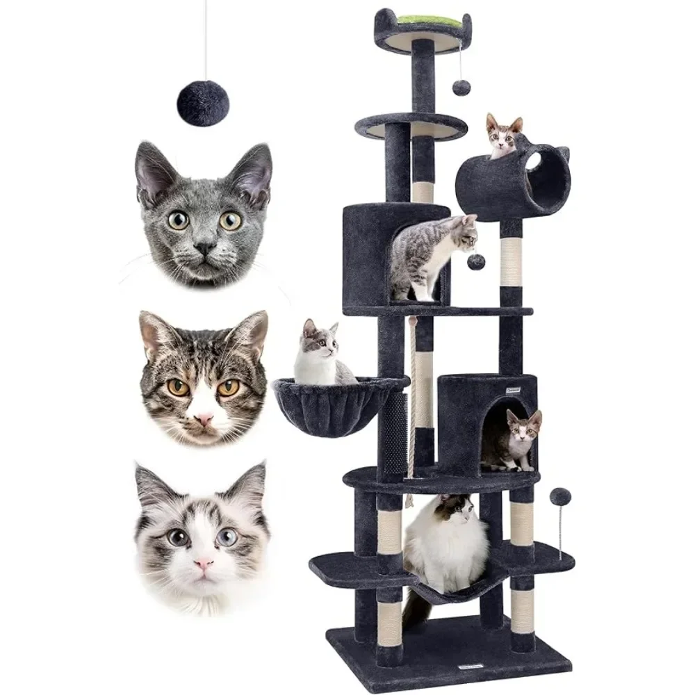 

Cat Tree 81-inch Tall Cat Tree Tower for Indoor Multiple Cats Climbing Tree with Scratching Post 2 Condos Cat Activity Center