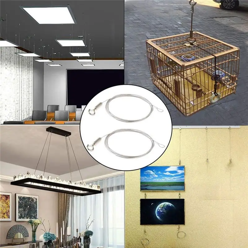 5 PCS Picture Hanging Wire Kit Silver Stainless Steel With Wire Adjustable Hook And Rail Moulding Hook-Hot