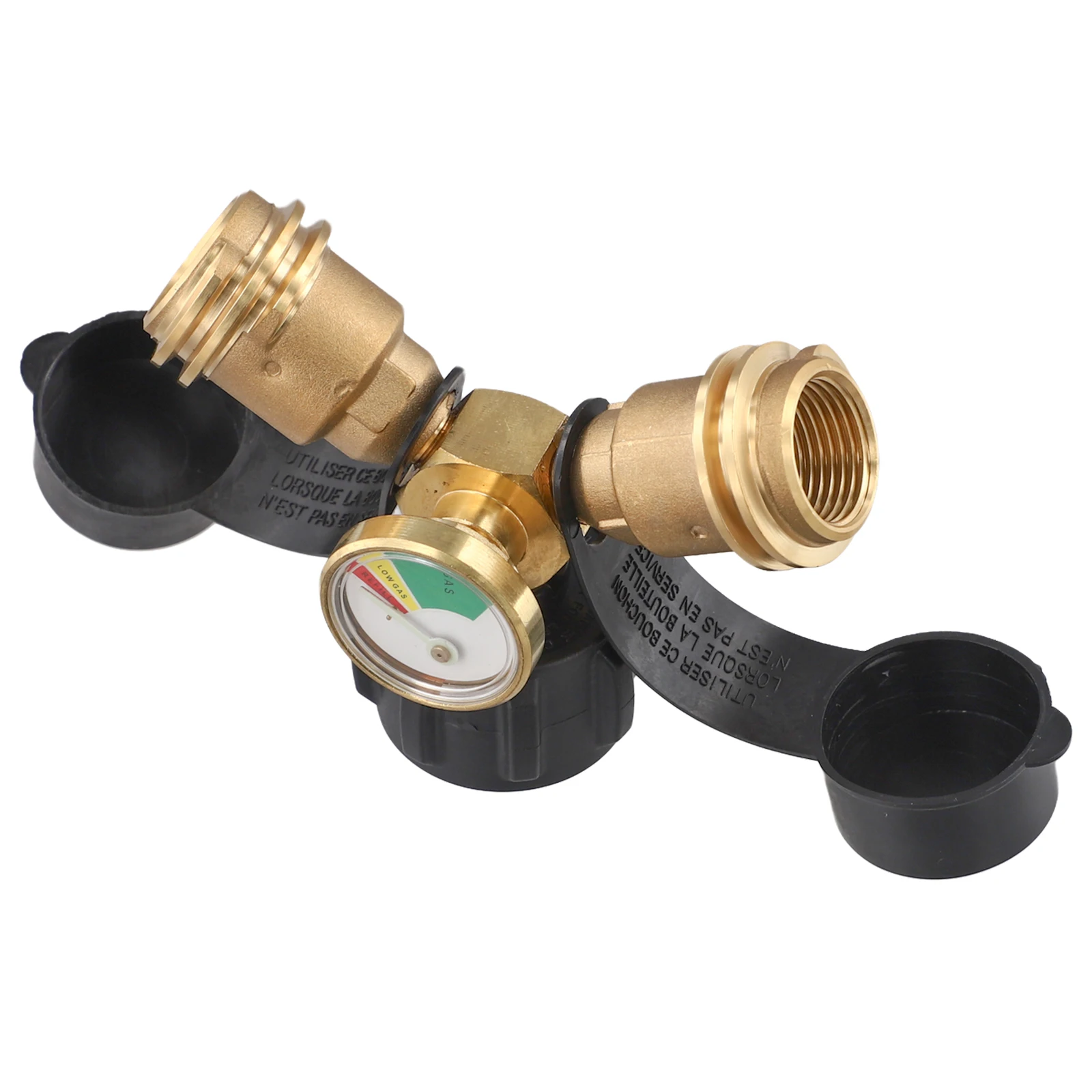 Propane for splitter Adapter for RV Camping BBQ with For QCC Type 1 Inlet Brass Build and Real-Time Pressure Gauge