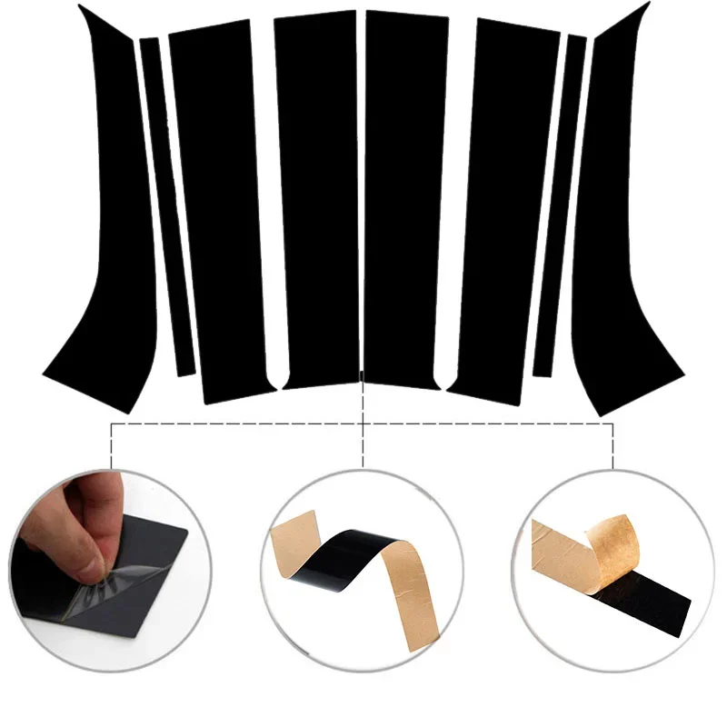 Glossy Piano Black Car Door Window Pillar Posts Sticker Trim Cover Decal Auto Accessories Fit For Ford Everest 2023-2024