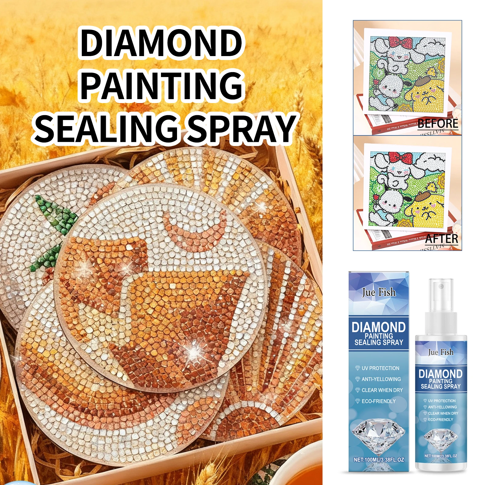 Diamond Painting Sealer Spray Quick Dry Clear Protective Diamond Anti-Drop Continuous Hold Gloss Effect Stone Art Sealer Spray