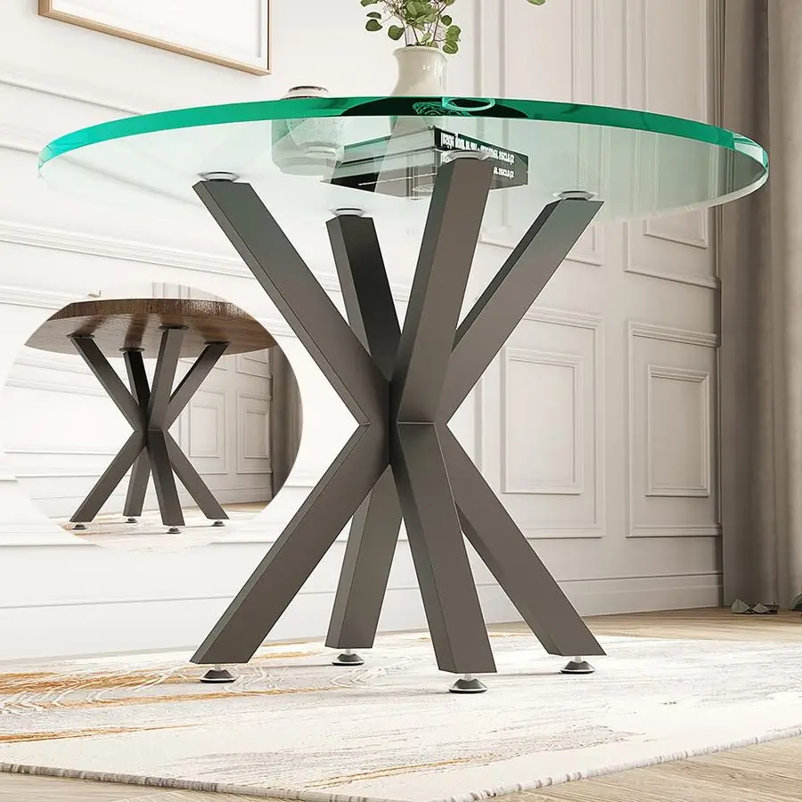 Metal Table Base with Suction Cups, Modern Desk Base for Marble, Glass, Wood Top,Furniture Legs for Home, Kitchen, DIY Desk, En
