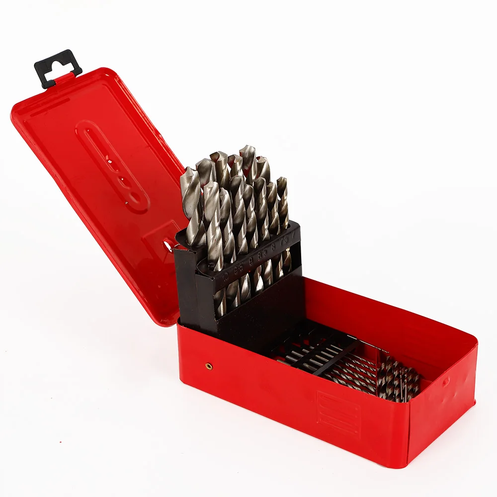 38Pcs Twist HSS High Speed Cobalt Steel Kit 1mm-13mm Metric Drill Bit Tool Set with Box