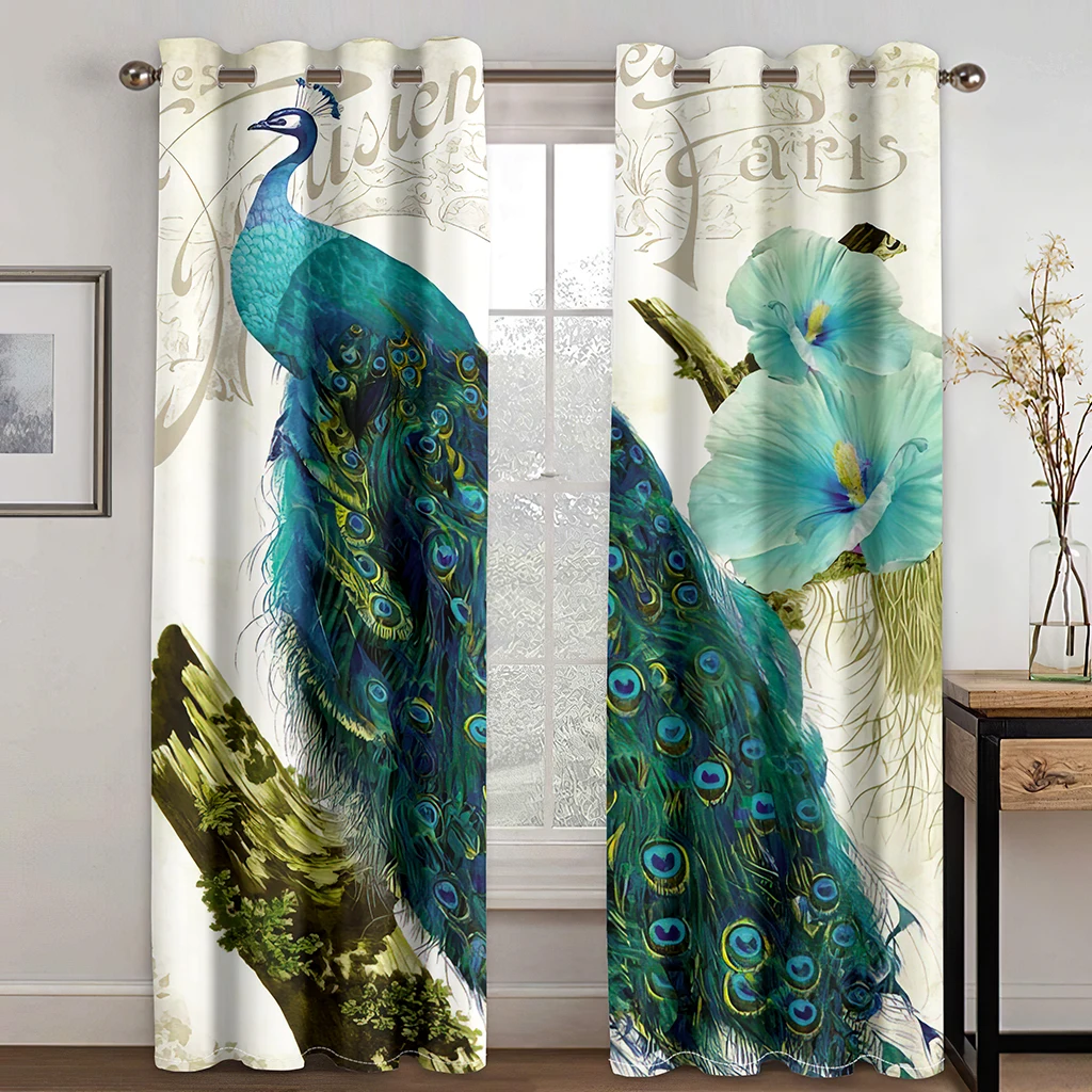 

Green Peacock Feather Curtains Beautiful Luxury Curtains Living Room Bedroom Home Decor 2 Panels