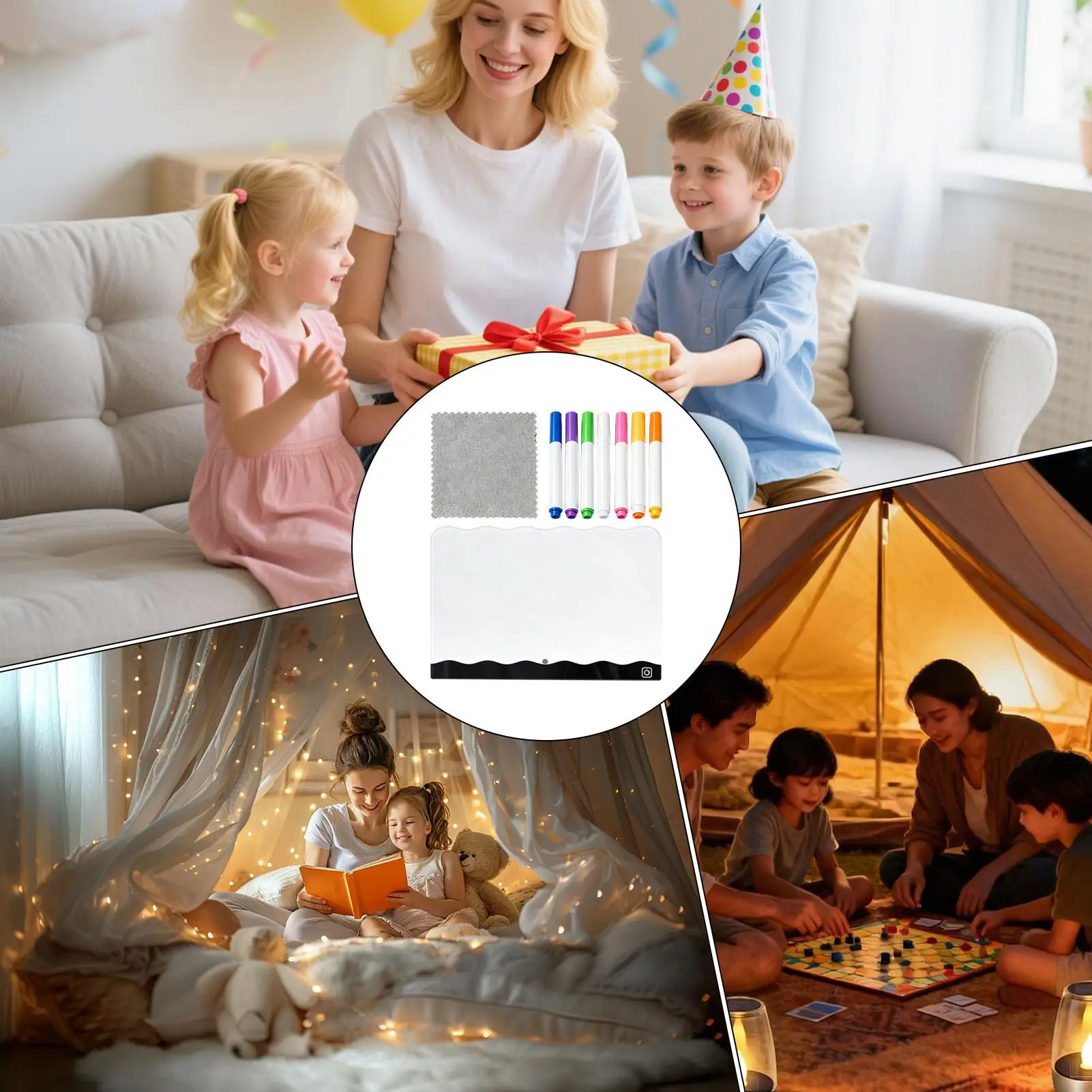 LED Drawing Board For Kids Rechargeable Writing Pad With Markers LED Board For Kids Girls Boys School Classroom Home Travel Car