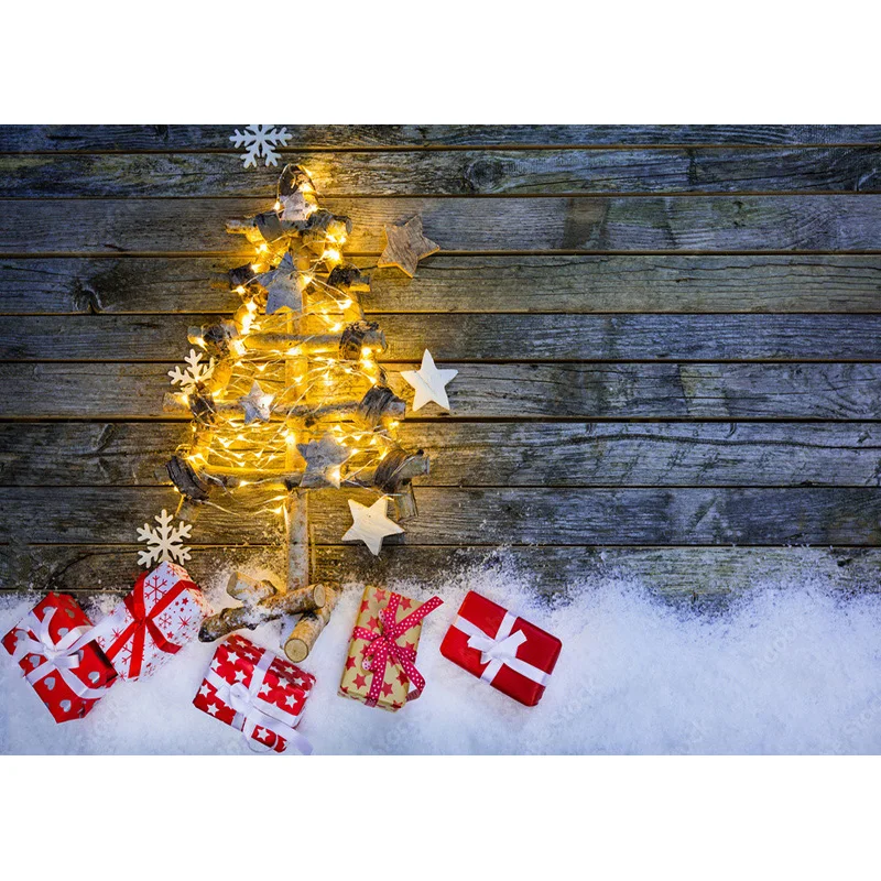 Christmas Wooden Planks Theme Photography Background Snowman Children Portrait Backdrops For Photo Studio Props 211220 SDMB-07