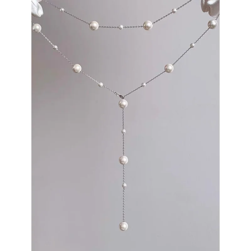 Collana di perle alla moda Y2K per gioielli da donna semplici con catena a forma di Y per la festa