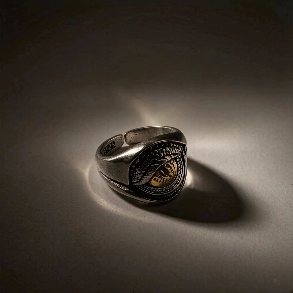 Vintage Wisdom Dragon Eye Adjustable Finger Rings For Men Women Hip Hop Punk Fashion New Jewelry Gift Party