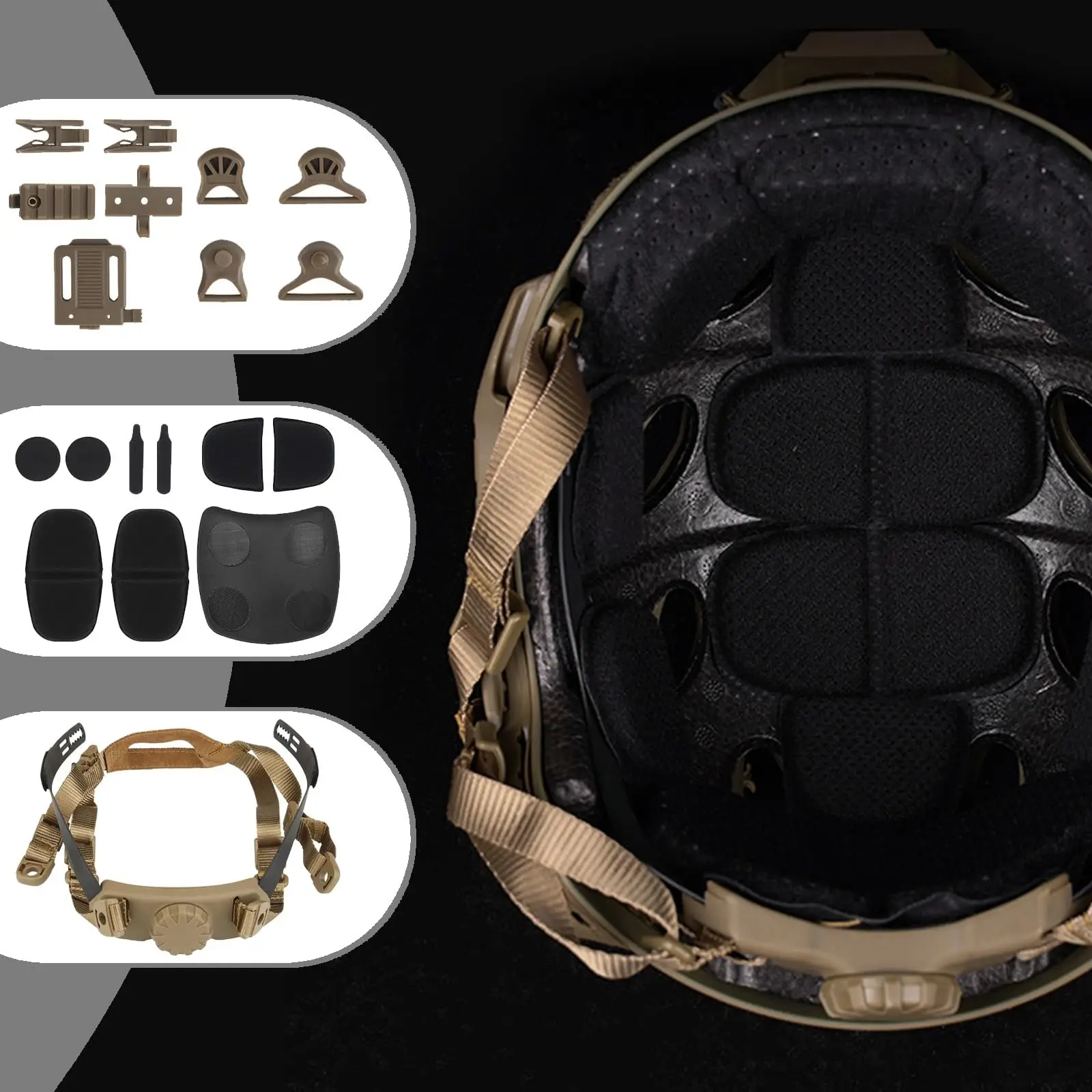 Tactical Sound Pickup Noise Headset Helmet Kit FAST SF Airsoft Helmet Set Multifunctional 8-in-1 Sports Bump Helmet for Cosplay