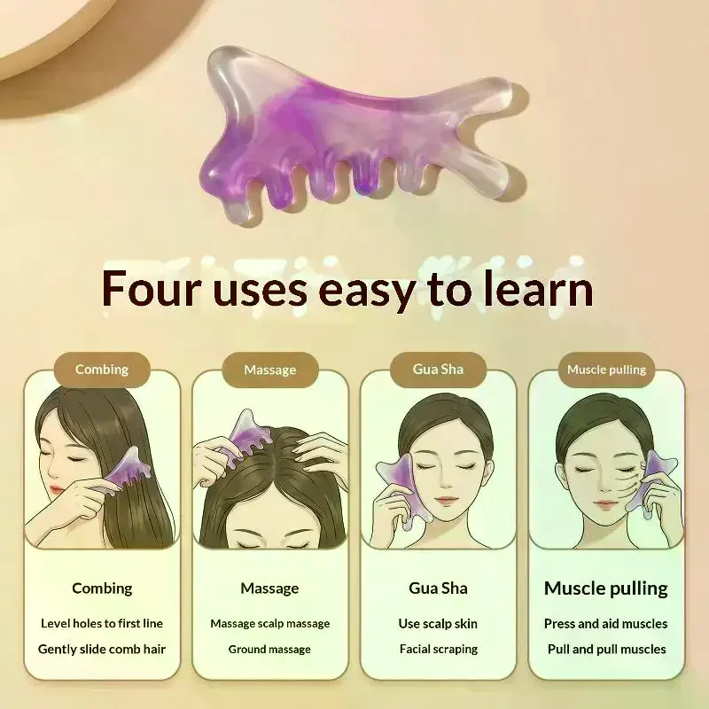 /JCS/Multifunctional 4 In 1 Massage Comb Scraping Head Therapy Facial Muscle Pulling Collaterals Head Meridian Comb Resin