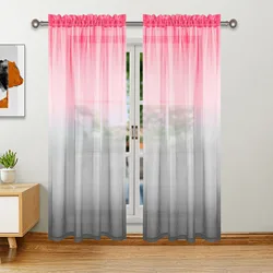 Cortinas transparentes cinza rosa, cortinas transparentes com ilhó de voile para sala de jantar e sala de estar