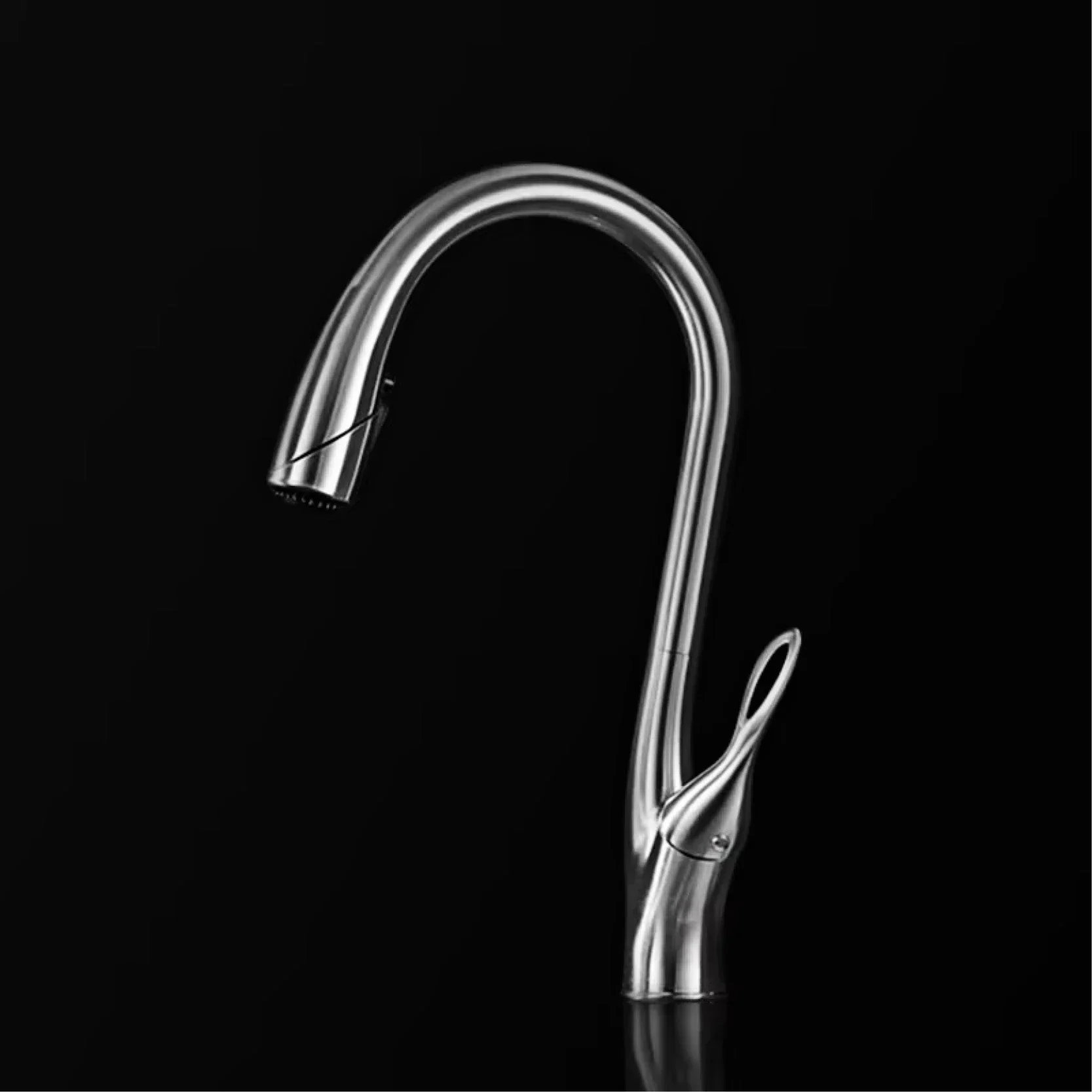 Modern luxury black brass kitchen faucet with pull-out design, single handle for hot and cold water, 3-function sink faucet