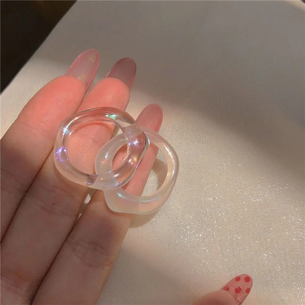 Geometric Jewelry Jelly Color Street Style Pearl Color Women Jewelry Accessories Transparent Ring Punk Ring Finger Buckle
