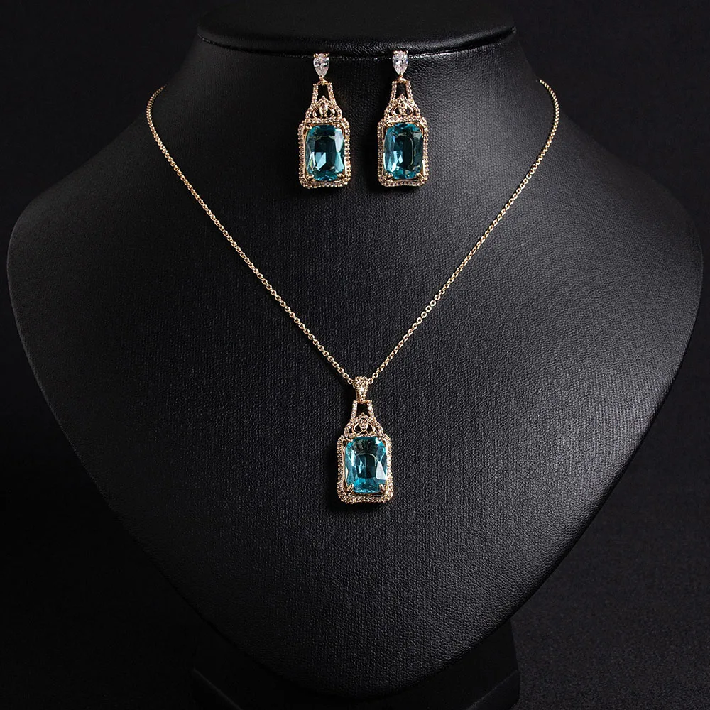 HIBRIDE Luxury Fresh 2 Pcs Princess Jewellery Party Dress Jewellery Necklace Earrings Engaged Bride Hundred Holiday Dating S-361