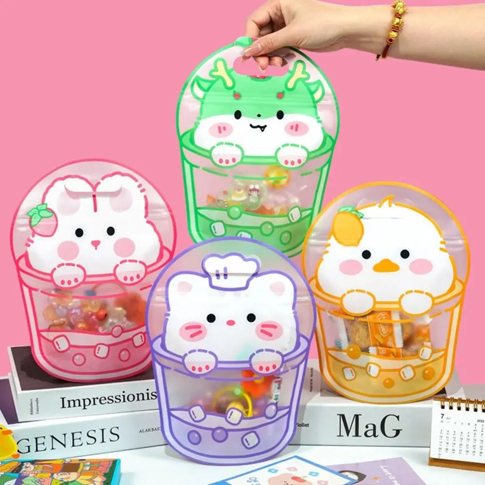 

Plastic Zipper Gift Bags Cute Self-sealing Cartoon Gift Packing Bags 3D with Handles Food Storage Pouches Cookie