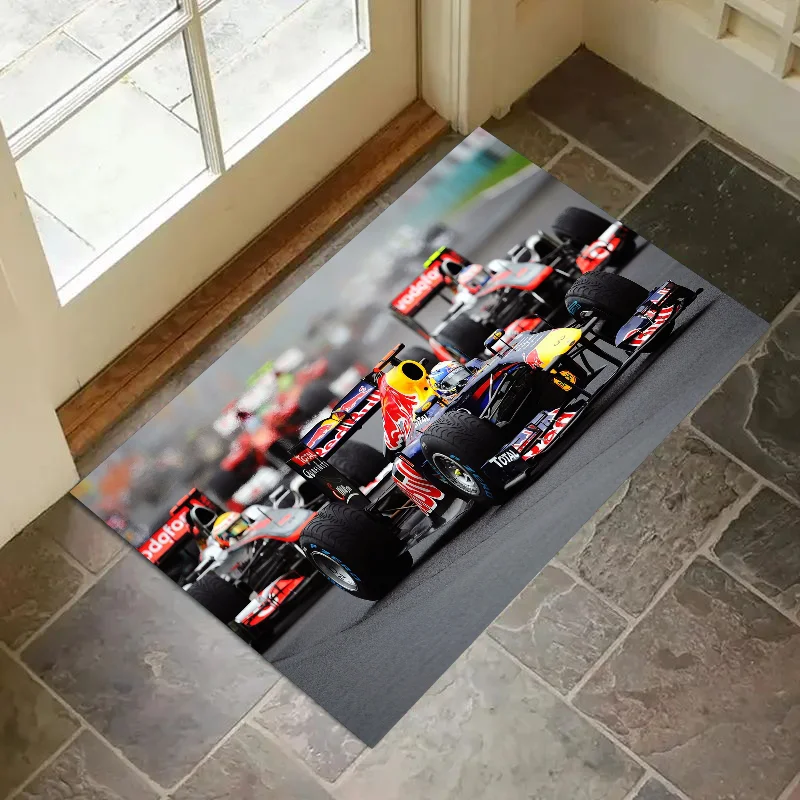 

1PC Hot F1 Car Floor Mat Floor Mat Anti-Slip Kitchen Bedroom Handmade Tufted Rug Carpet Living Room Entrance Rug