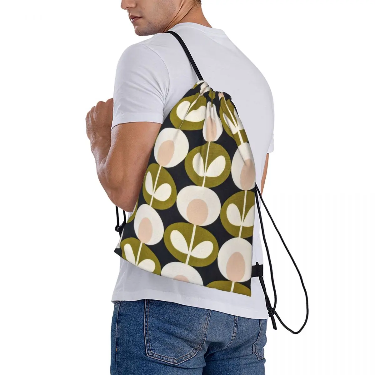 Orla Kiely 11 Drawstring Bag Backpack kawaii canvas hiking small fabric bag