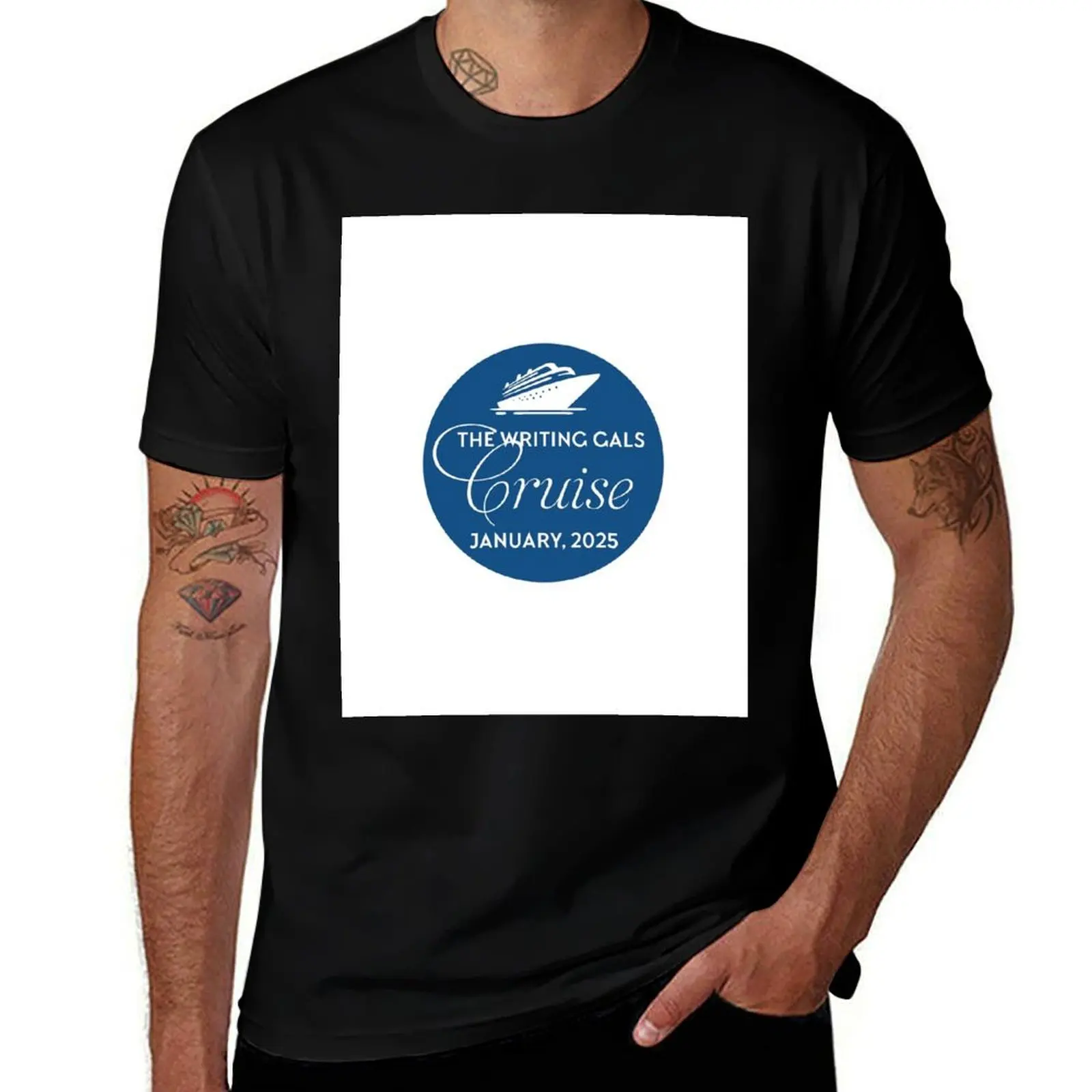 

The Writing Gals Cruise, January, 2025 in Blue Large T-Shirt tops cheap stuff shirts men