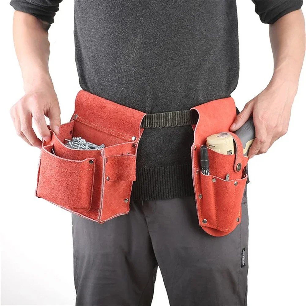 Storage Bag Vintage Leather Drill Electric Belt Makita Wrench Multi-pocket Tool Screwdriver Professional Practical Dedicated