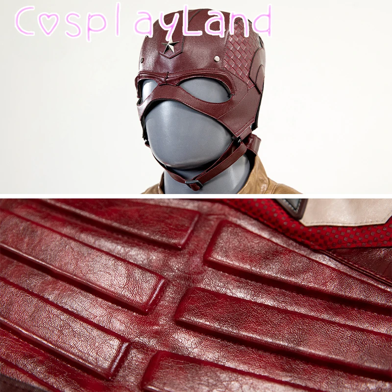 Disfraz de superhéroe de alta calidad, guardián rojo, casco, mono, chaleco de cuero, traje de batalla, conjunto completo, disfraz de Carnaval de Halloween