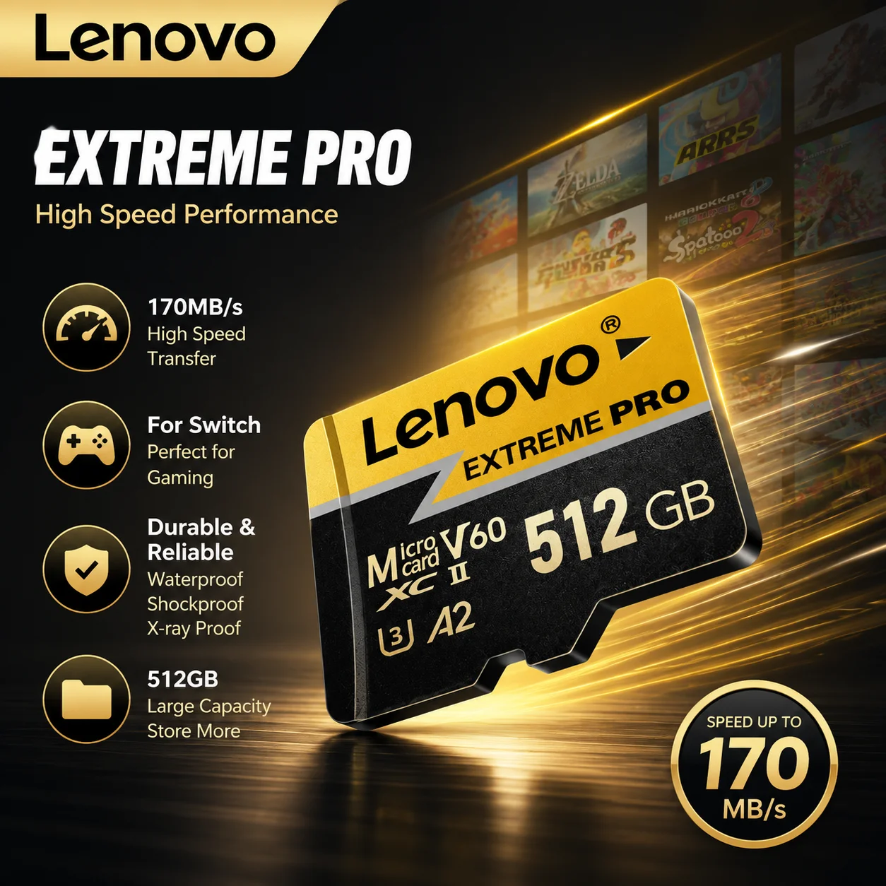 Lenovo Memory Card Stable Performance for Camera Surveillance Devices High Speed Micro TF SD Card Memory Card 512GB 256GB 128GB