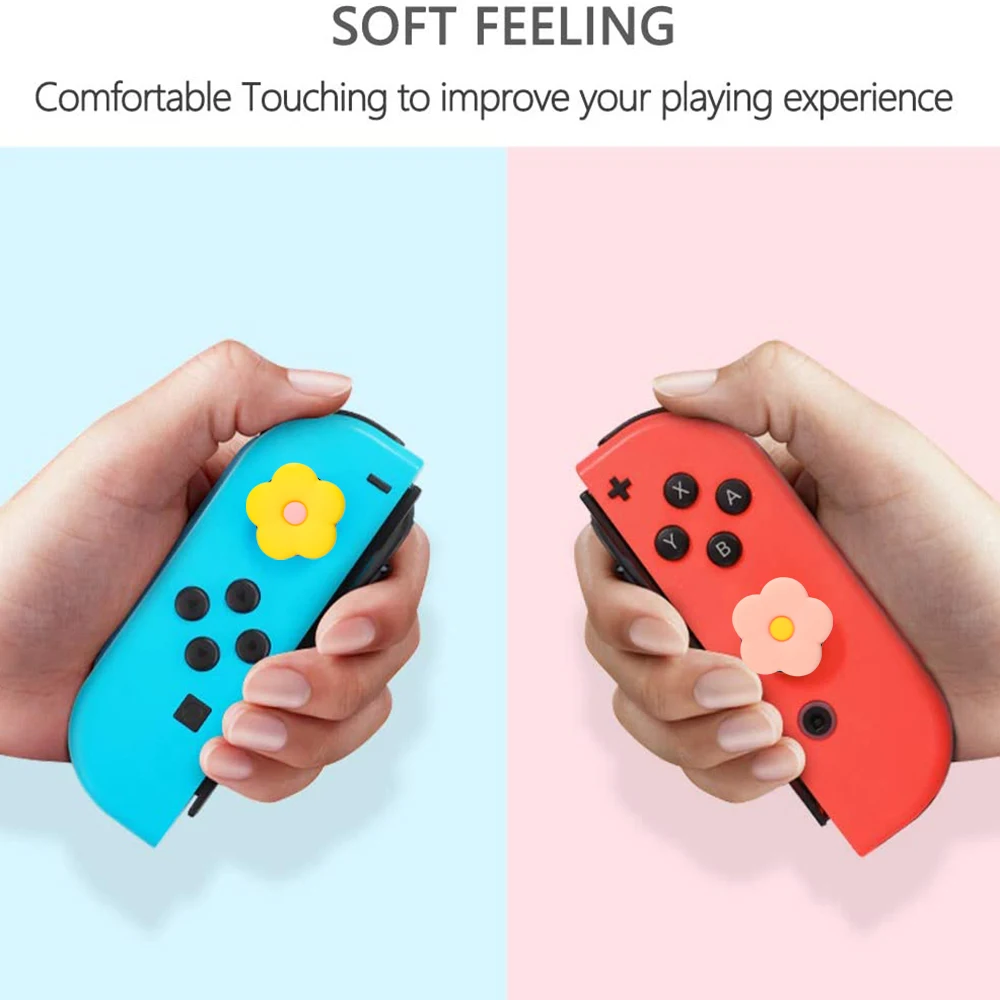 Lovely Flower Silicone Thumb Grip Caps, Capa Protetora Joystick, Compatível com Nintendo Switch, OLED, Switch Lite, 4pcs