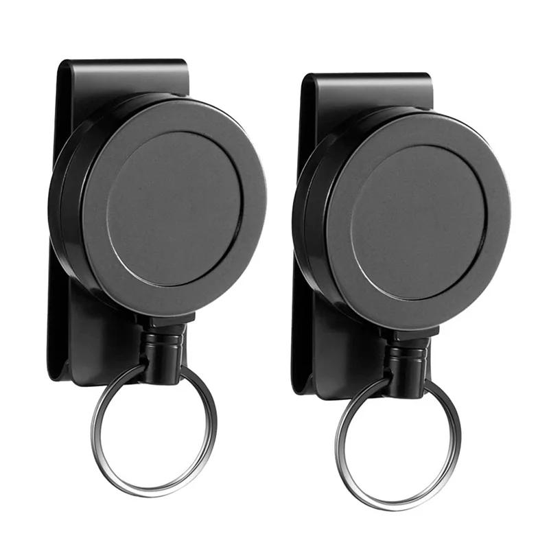 [NEW A09R!】 Heavy Duty Retractable Keychain With Belt Clip, 360° Retractable Keychain Heavy Duty With Wire Rope And Key Ring 2Pa