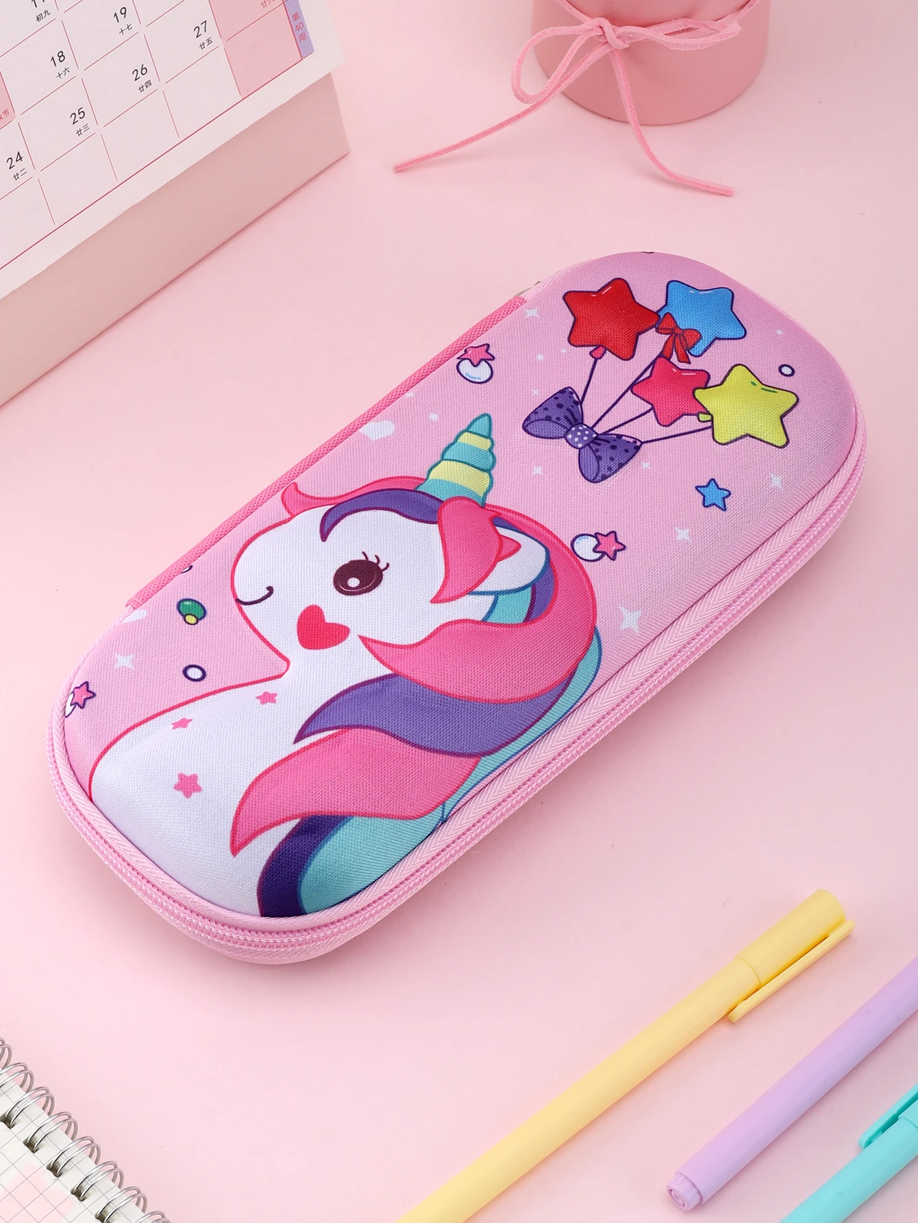 Cute Cartoon Unicorn EVA Hard Pencil Case, Shockproof Large Capacity Stationery Box, Portable Pen Storage, Back to School