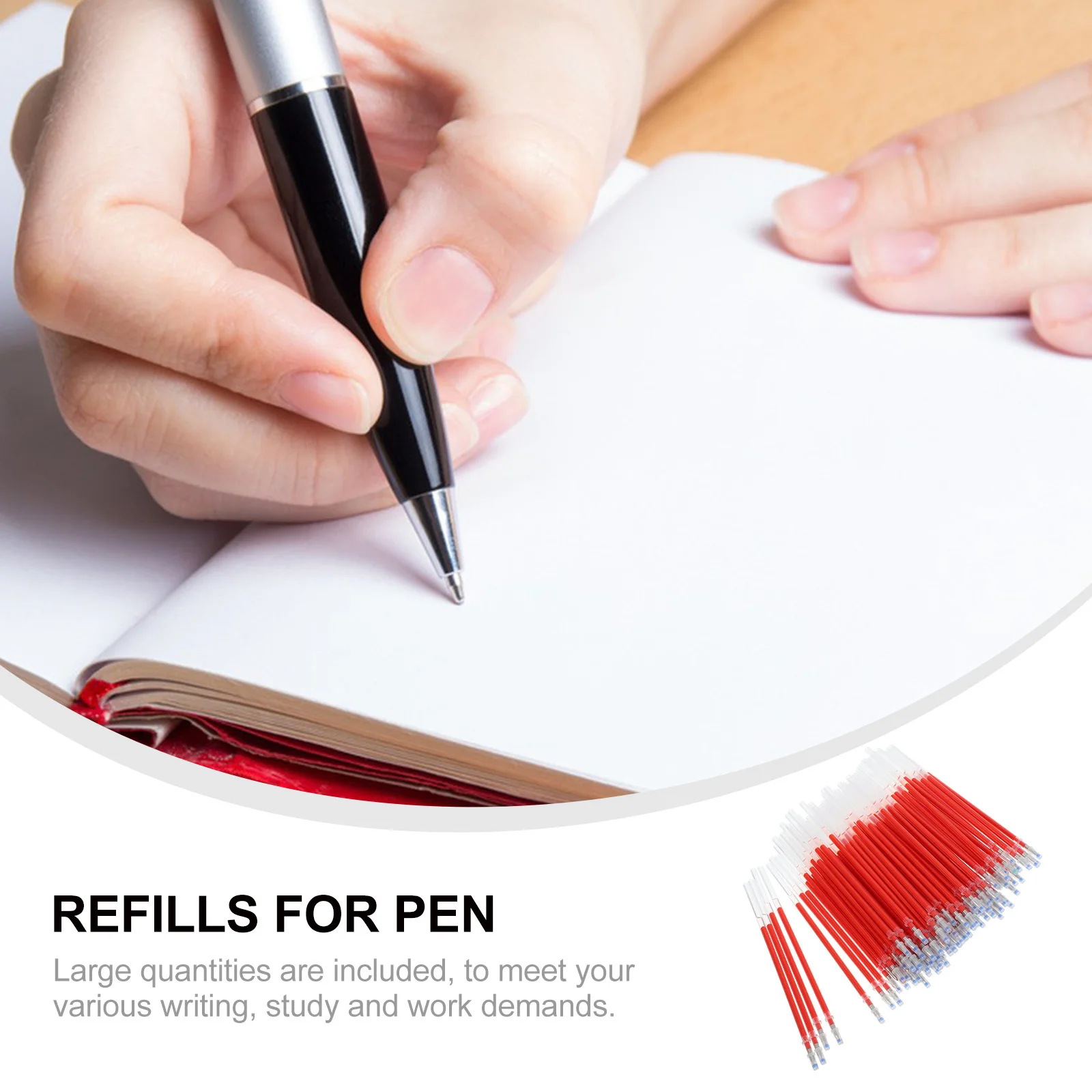 100Pcs Premium Ballpoint Pen Refills Long-Lasting Ink Refills for Office Study Smooth Writing Stationery Supplies