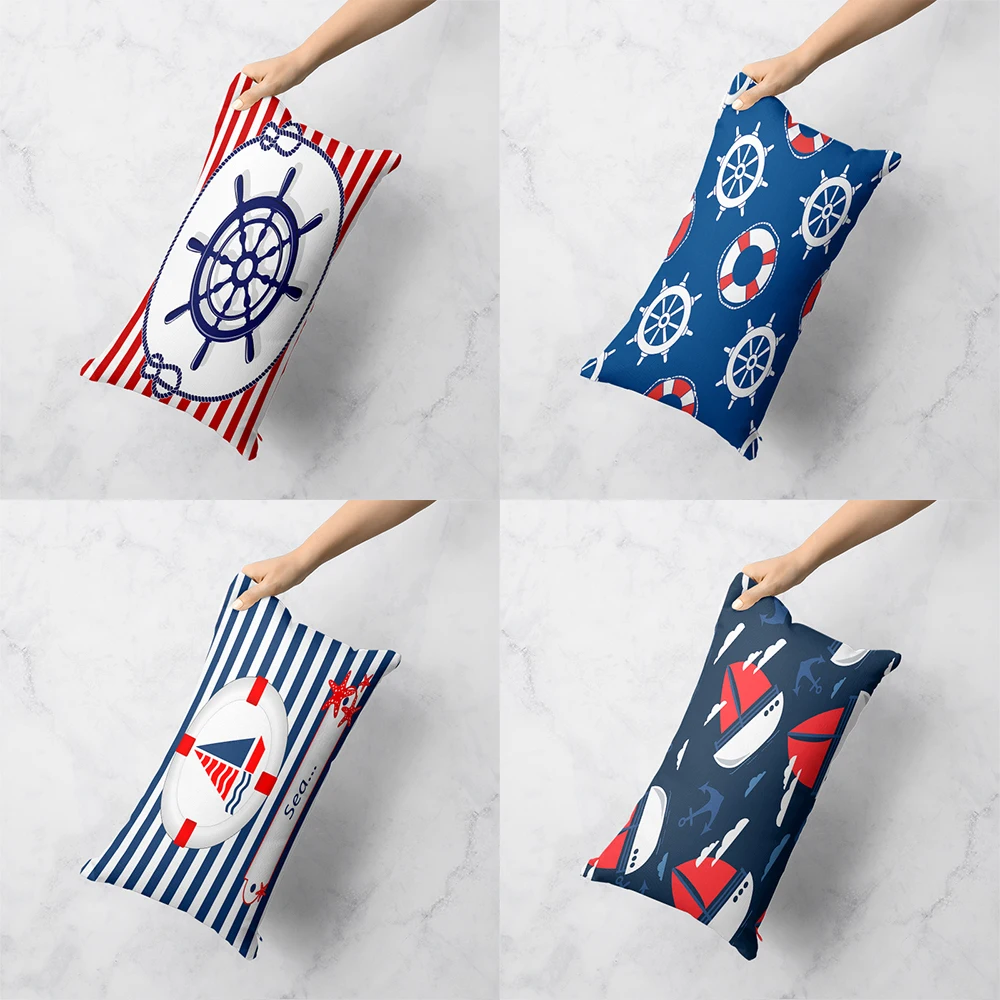 

Blue nautical logo pillowcase sofa bedroom pillowcase removable and washable multi-size pillowcase 30x50, 40x60, 50x70