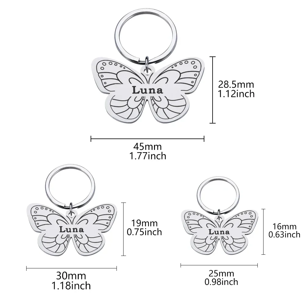 Personalized Dog Collar Tag Color Butterfly Pendant for Dog Medal with Engraving Name Number Customized Kitten Puppy Accessories