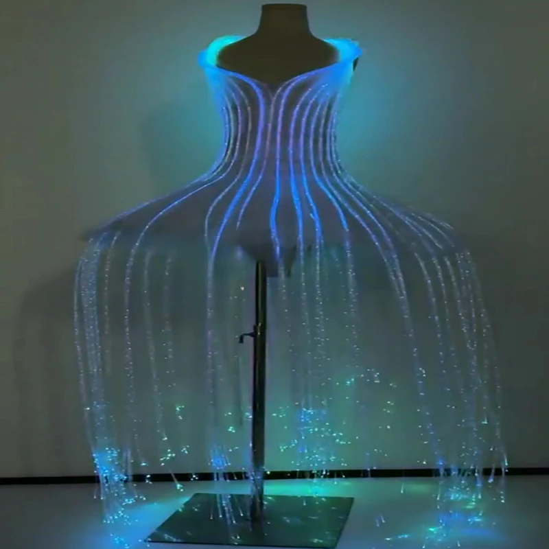 Sexy LED Fiber Optic Glowing Ballet Dress Bar Stage Runway Evening Gown Party Club Dresses Halloween Festvial Cosplay Costume