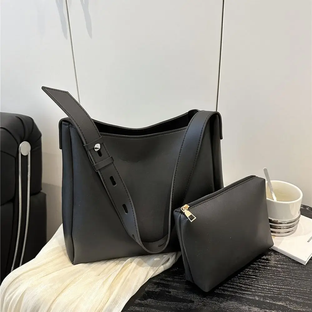 Women Large Capacity Tote Bag Summer New Fashion PU Leather Handbag Casual Bucket Purse Commuter Shoulder Messenger Satchel Bag