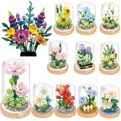 MOC Creative Wisehawk Mini Flower Pot Plant Building Block Funny Tulip Decoration Bricks DIY Christmas Boys Kids Toys Gifts