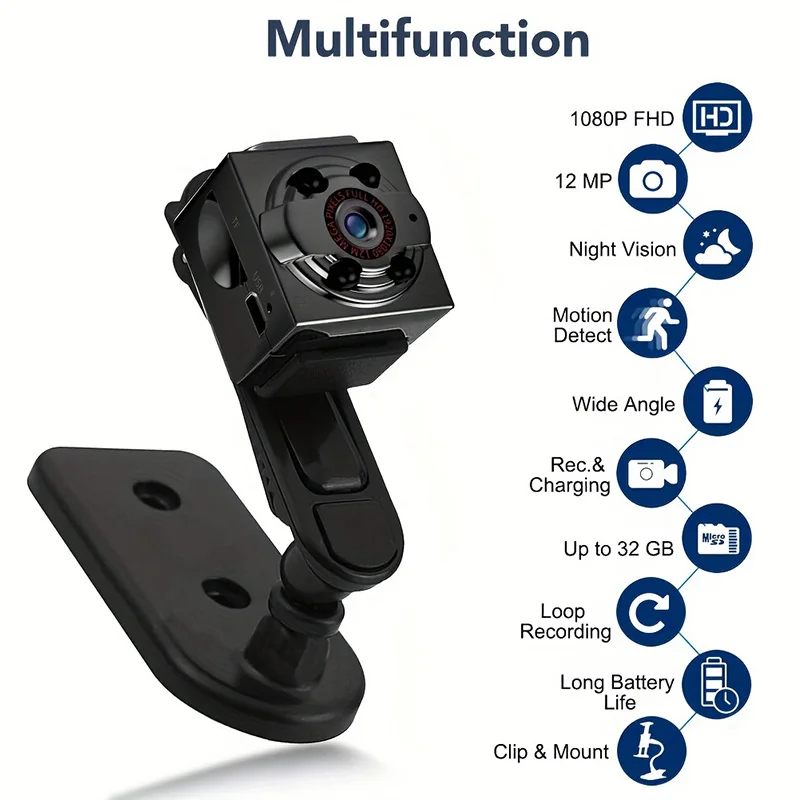 Mini Camera HD 1080P Portable Compact Camera with Night Vision and Motion Detection For Indoor and Outdoor Home Security Camera